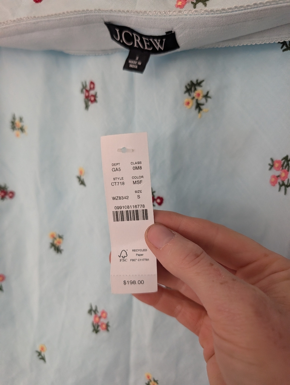 J. Crew Pale Blue Embroidered Midi Slip Skirt (NWT) - Picture 6 of 10